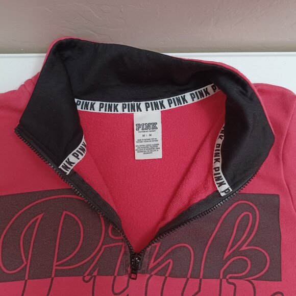 Women's Victoria's Secret Pink 3/4 Zipper Pull Over w/ Kangaroo Pocket Size Med - Picture 6 of 8